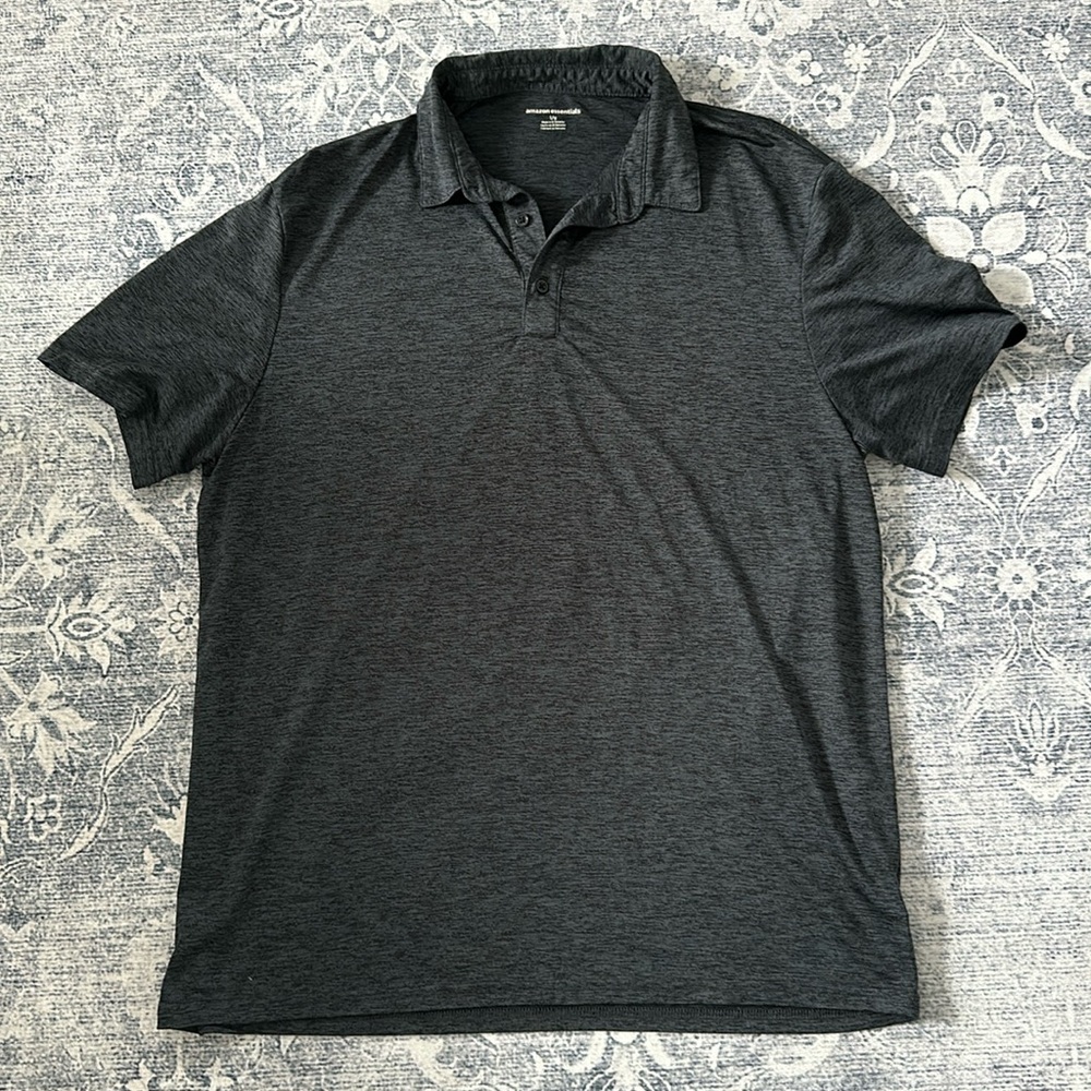 Heathered charcoal gray golf polo